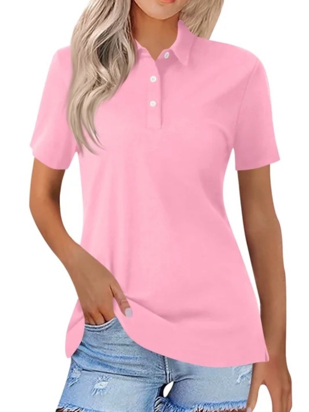 lululemon athletica Pink Short-Sleeve Button-Down Polo